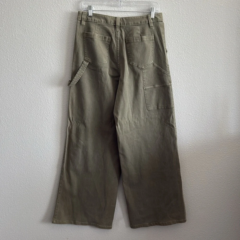 BP. Mid Rise Wide Leg Carpenter Pants in Green Lichen Size 8 - Picture 2 of 7